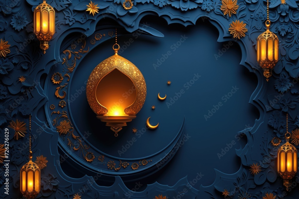 Fototapeta premium islamic greeting card for Ramadan kareem or ied mubarak background
