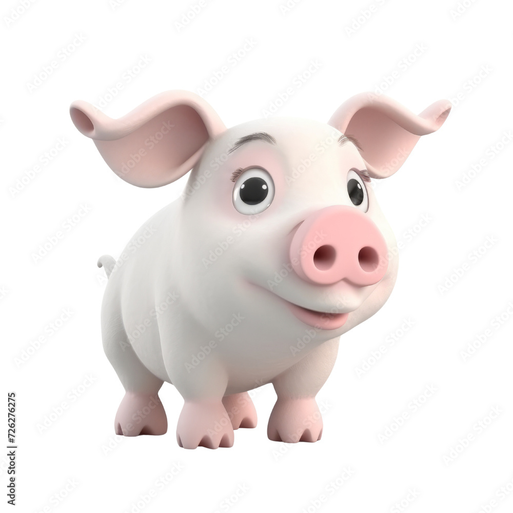 Cartoon Pig PNG Cutout, Generative AI Cartoon Pig PNG Cutout, Generative AI