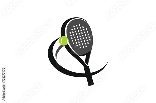 Racket and ball padel logo design vector