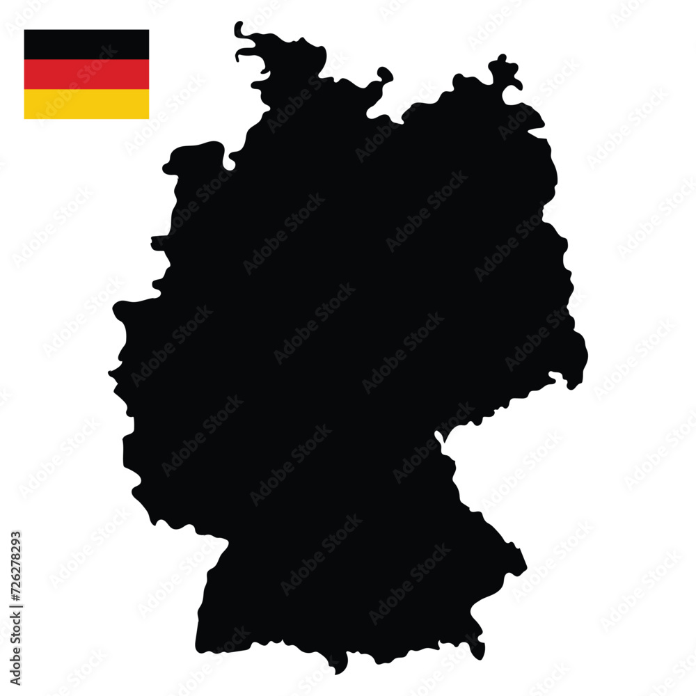 vector illustration of a map of Germany in the colors of the German flag