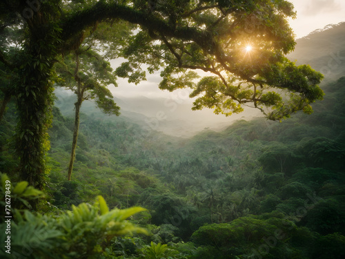 Tropical Landscape - Wild Serenity: Exploring the Verdant Canopy of the Jungle, Discovering the Rich Biodiversity of Rainforests