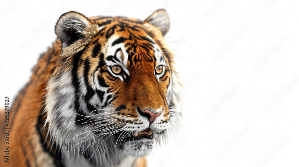 Fototapeta premium A captivating and breathtaking 3D rendering of a fierce tiger, meticulously crafted to showcase its power and beauty. With super rendering techniques, this art piece stands out in vivid deta