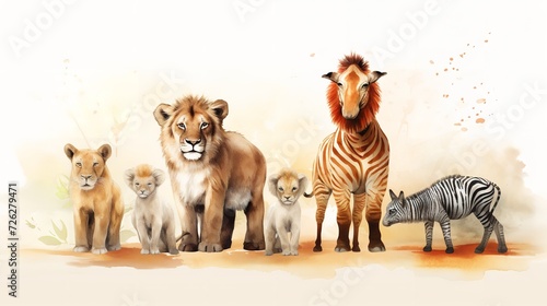 Safari Animals Watercolor Illustration - Seamless Pattern