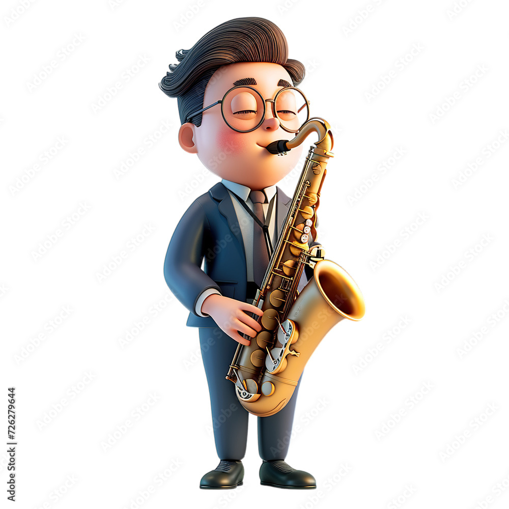 Naklejka premium man playing saxophone