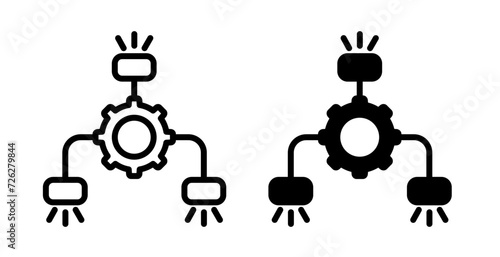 Concept Integration Line Icon. Idea Combination Framework icon in black and white color. photo