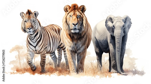 Safari Animals Watercolor Illustration - Seamless Pattern