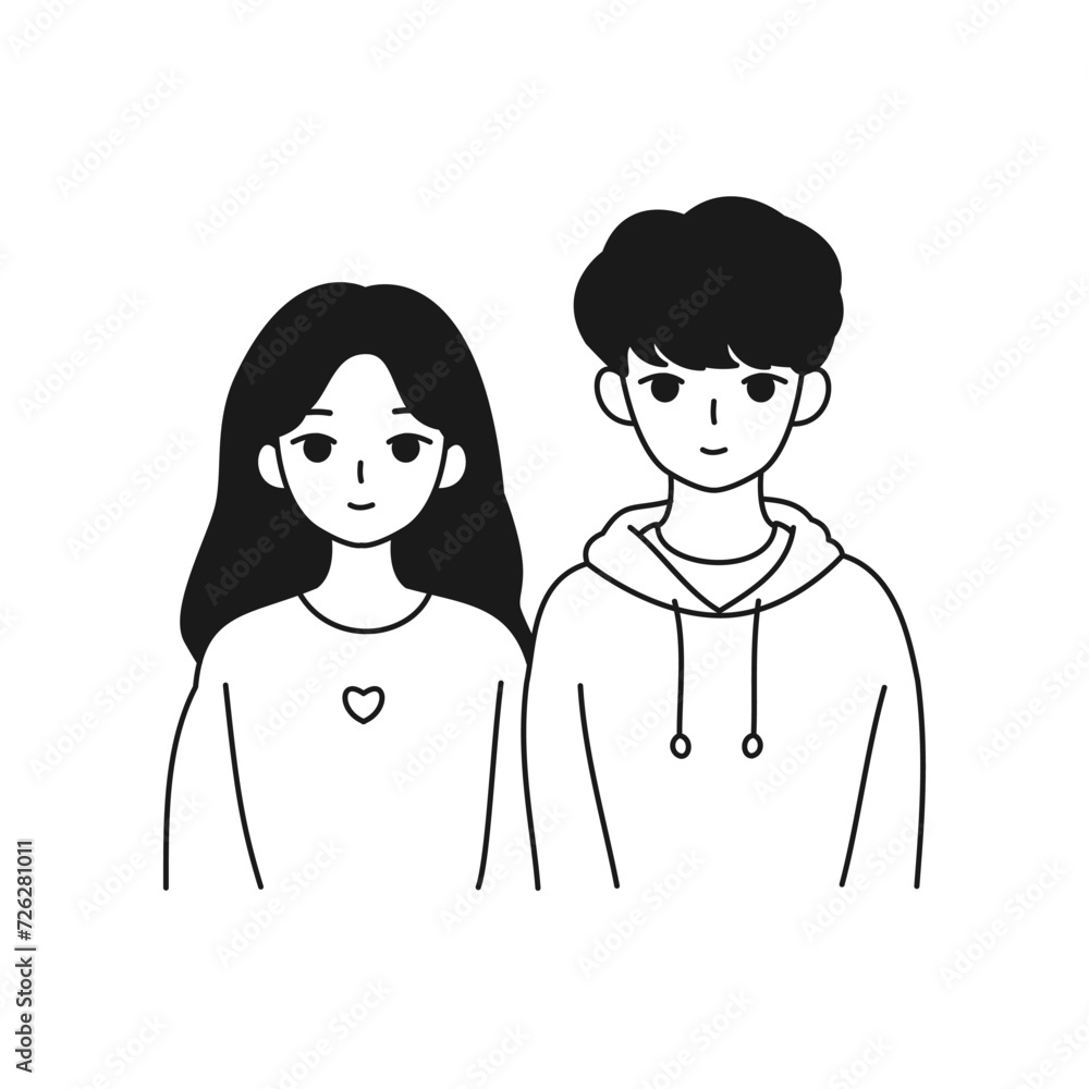 Couple in love. A man and a woman in love vector illustration black and white Couple in love. A man and a woman in love vector illustration black and white