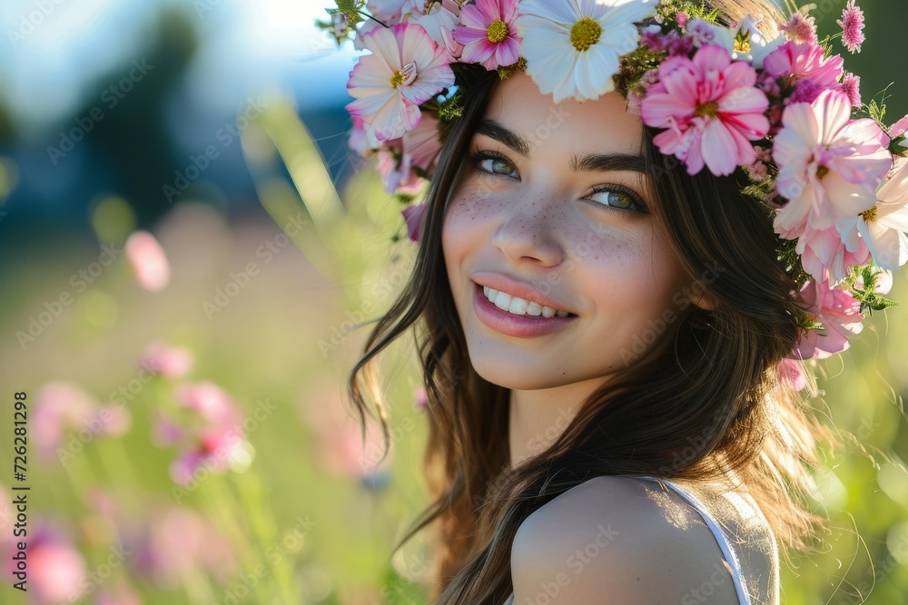 Woman Wearing Flower Crown Woman Wearing Flower Crown
