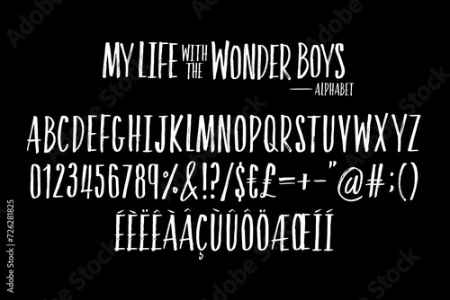 Handwritten brush alphabet for hipster or romantic titles. Vector typography illustration