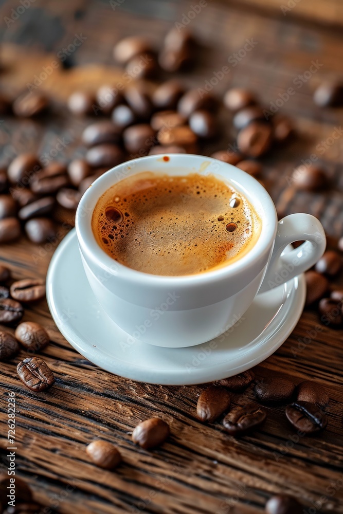 A Cup of Coffee on Wooden Table A Cup of Coffee on Wooden Table