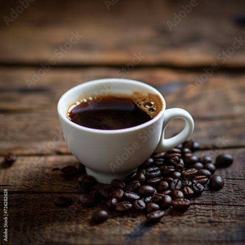 Coffee Cup Resting on Pile of Coffee Beans