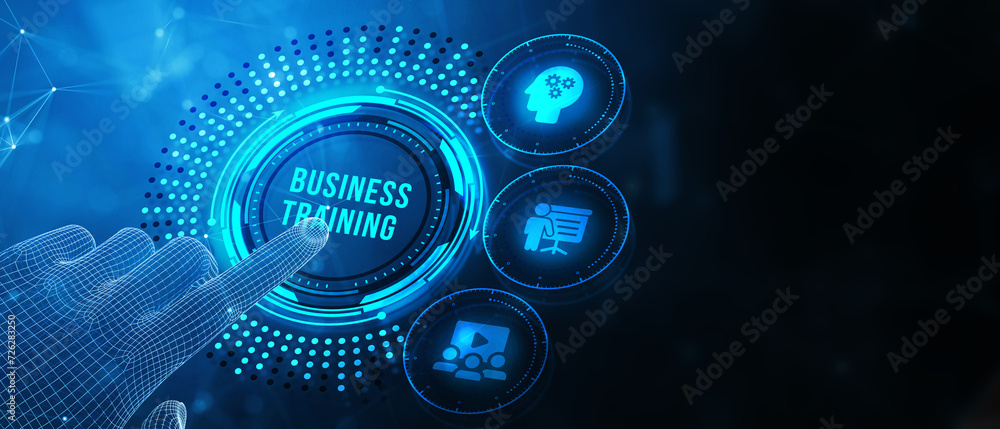 Business, Technology, Internet and network concept. Coaching mentoring education business training development E-learning concept. 3d illustration Business, Technology, Internet and network concept. Coaching mentoring education business training development E-learning concept. 3d illustration