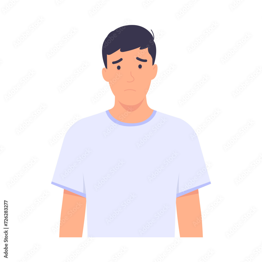Man had a sad and pitiful expression on his face.
Vector illustration on white background, flat style. Man had a sad and pitiful expression on his face.
Vector illustration on white background, flat style.