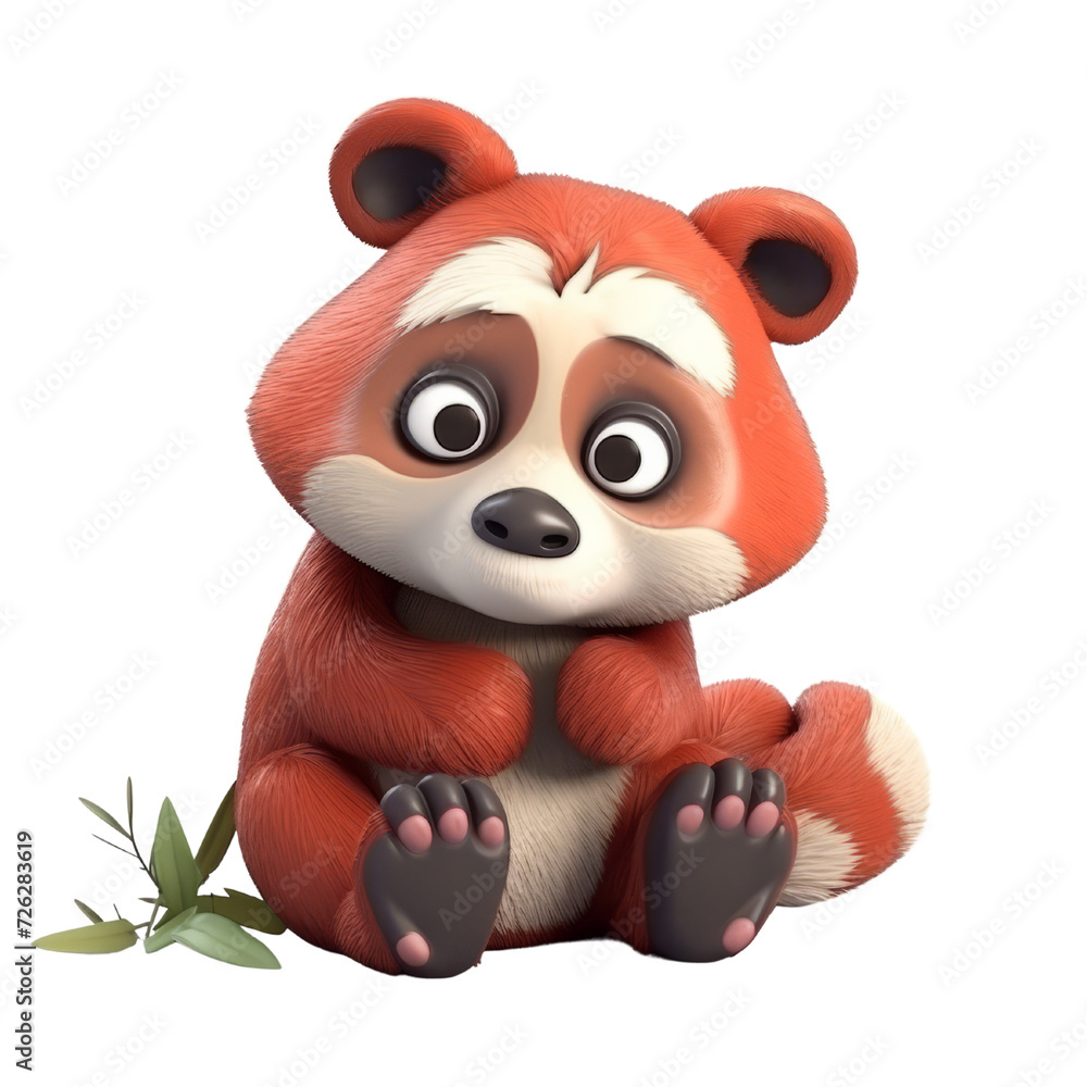 Fototapeta premium Cartoon Red Panda PNG Cutout, Generative AI