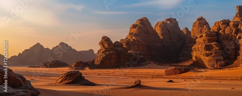 View of a generic rocky mountains of AlUla desert Saudi Arabia, Generative AI