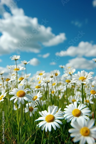 Field Full of White Daisies Under Blue Sky © BrandwayArt