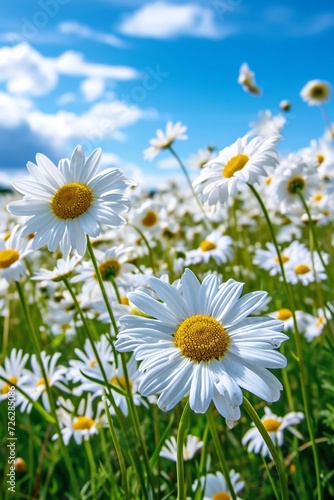 Field of White Daisies Under Blue Sky © BrandwayArt