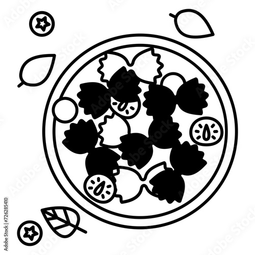 Bow Tie Pasta glyph and line vector illustration