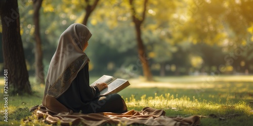 A Muslim woman prays photo