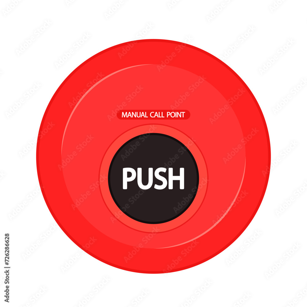 Red manual call point for fire alarm vector. Red manual call point isolated on white background. Red manual call point for fire alarm vector. Red manual call point isolated on white background.