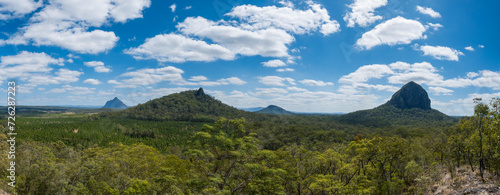 Panoramic view of Glass House mountain range in Queensland, Australia. photo