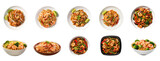 Pad Ped Thai dish on a white plate, on transparency background PNG