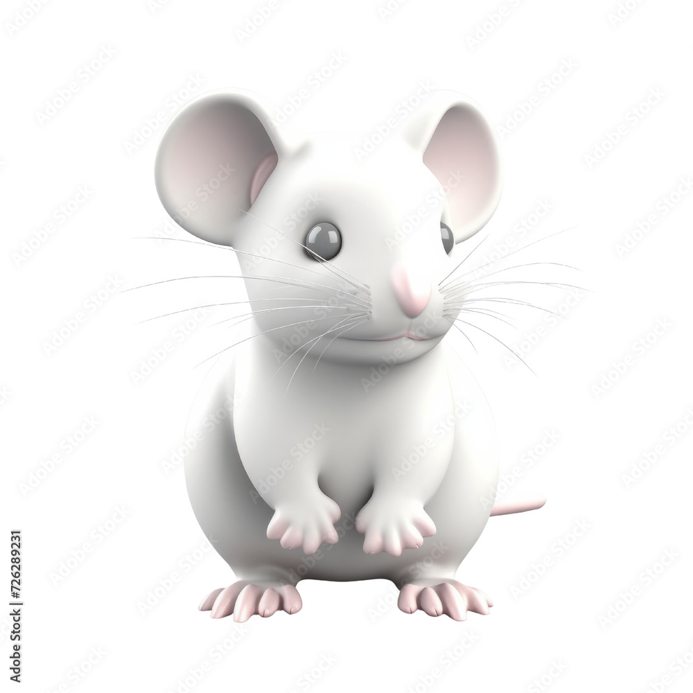 Cartoon White Mouse PNG Cutout, Generative AI