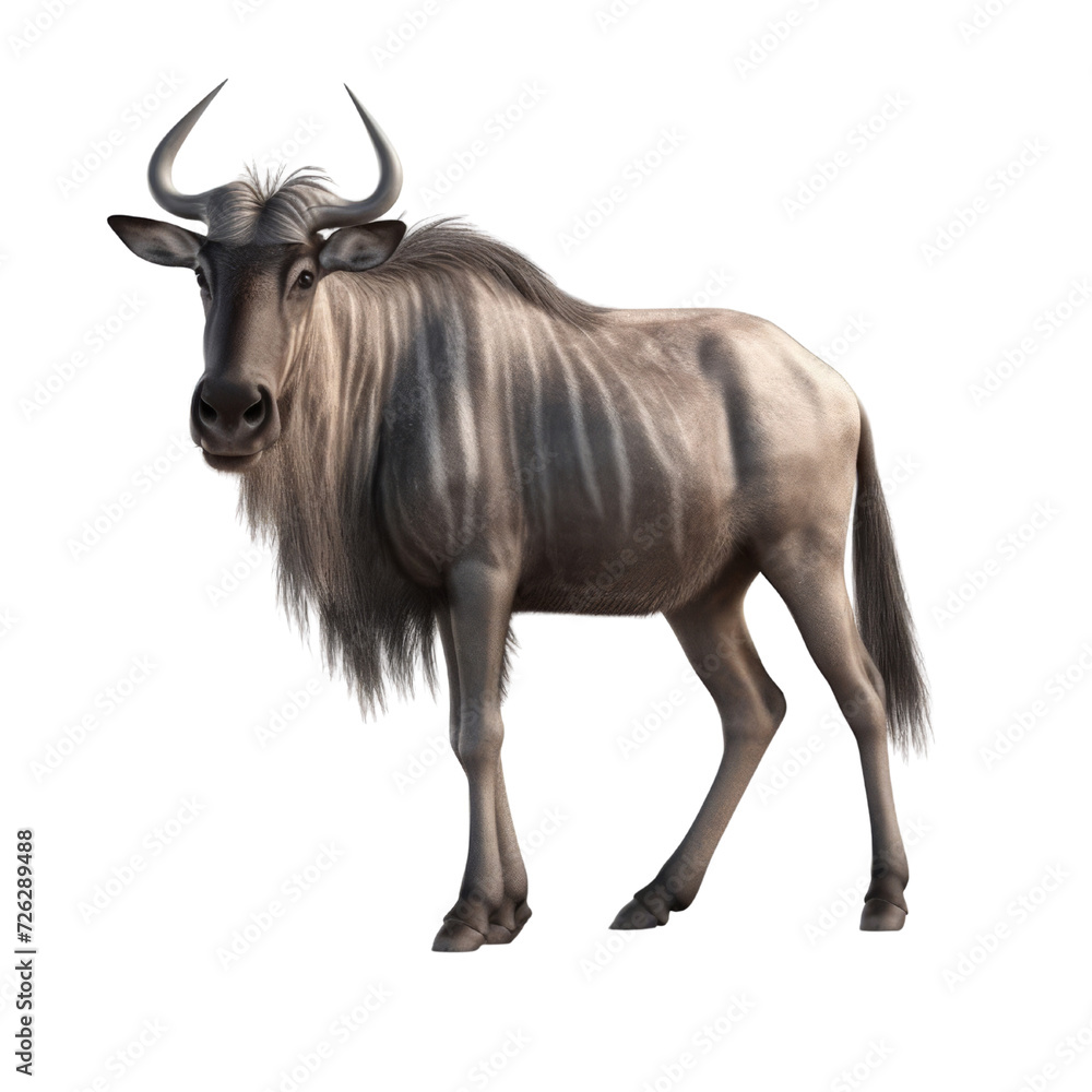 Cartoon Wildebeest PNG Cutout, Generative AI Cartoon Wildebeest PNG Cutout, Generative AI
