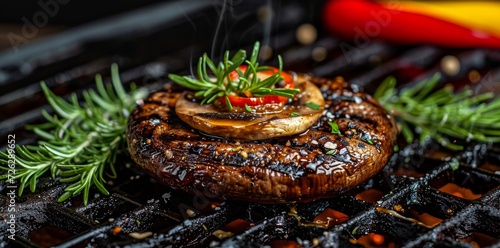 A savory dish sizzling on the barbecue grill, featuring succulent meat and vibrant vegetables, ready to tantalize taste buds with its mouthwatering blend of flavors and textures