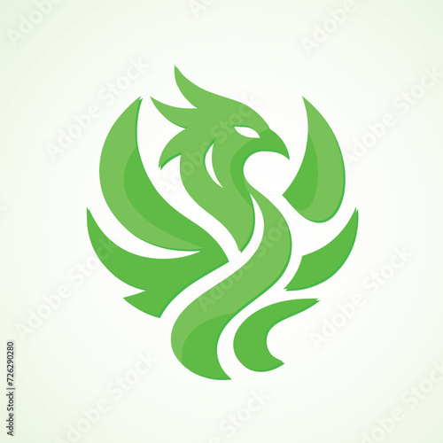 Green Phoenix, Bird flying, Vector File, Logo design, Phoenix Illustration