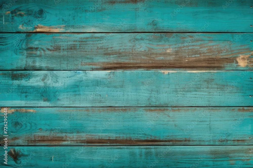 Old brown turquoise wooden background. Natural wood in grunge style - obrazy, fototapety, plakaty 