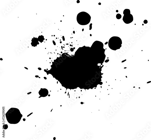 black watercolor dropped slash splatter on white background