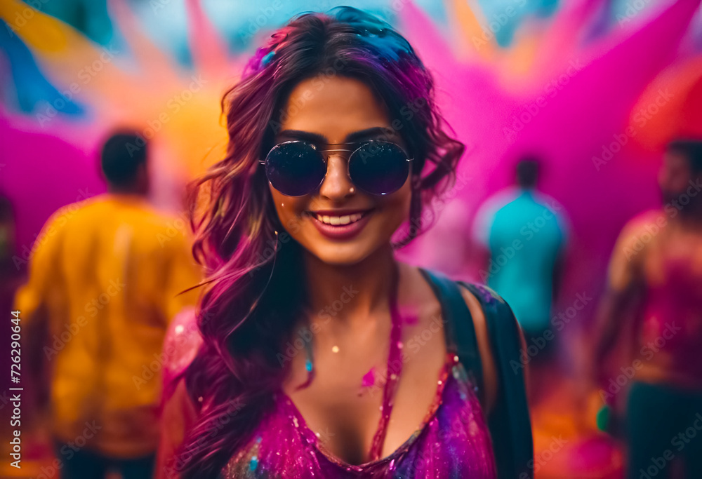 AI Generative illustration of a traditional Holi Festival of Colour scene AI Generative illustration of a traditional Holi Festival of Colour scene