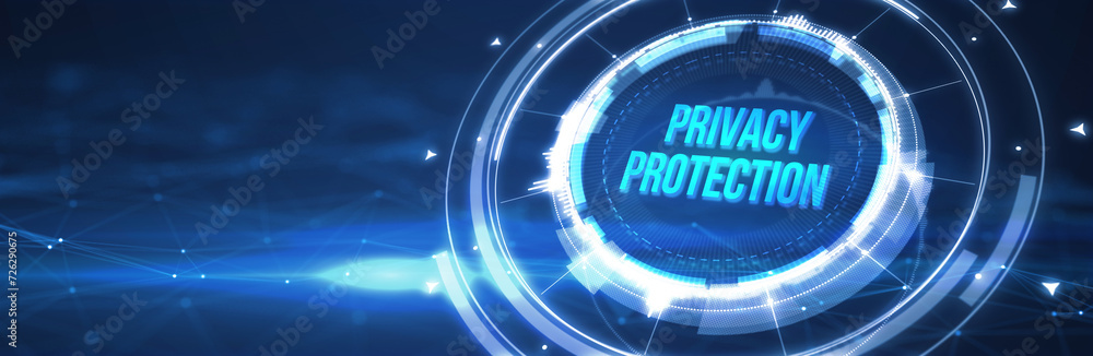 Data protection, privacy, and internet security concept. Cyber security for business and internet projects. 3d illustration