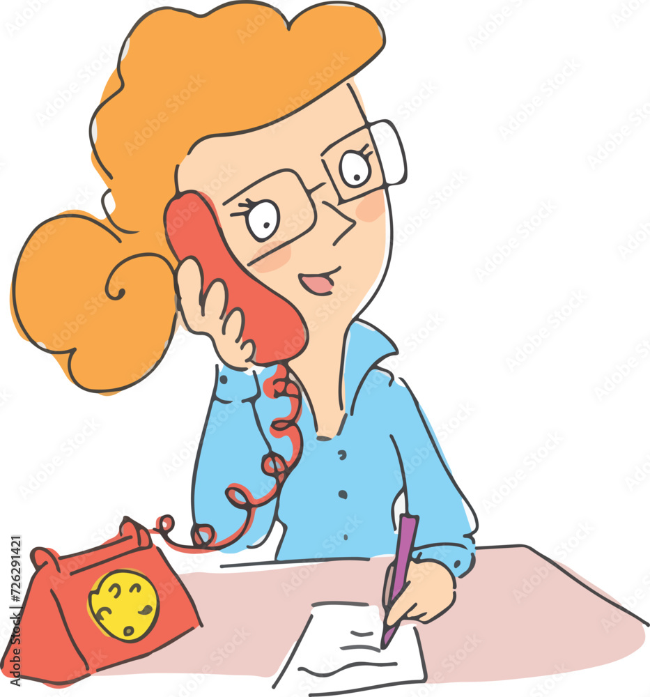 Secretary woman taking notes of what is said on the phone in a notebook. Secretary woman taking notes of what is said on the phone in a notebook.