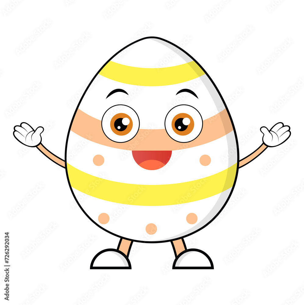 easter eggs cute cartoon character Good mood face