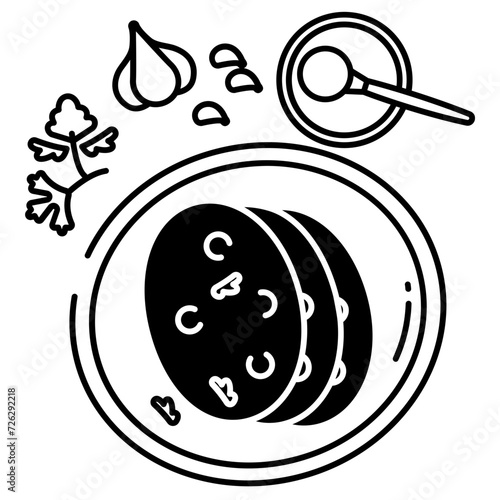 Naan roti glyph and line vector illustration