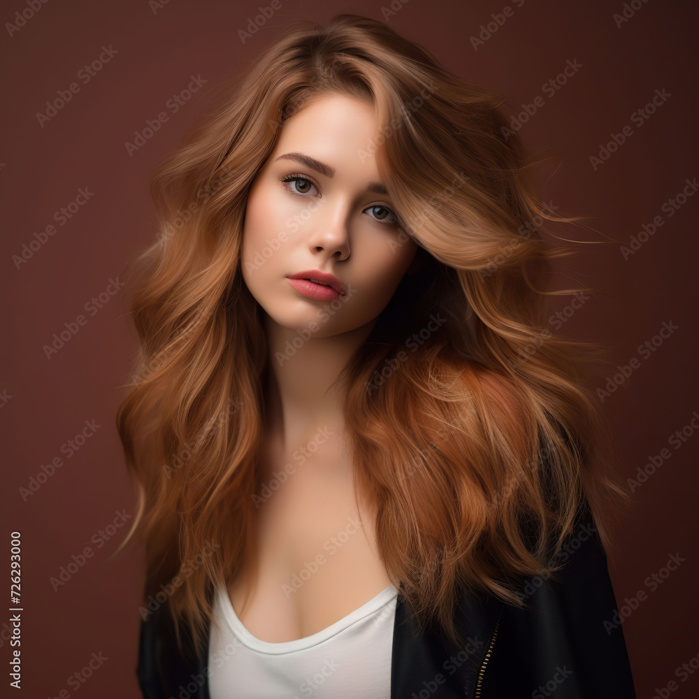 beautiful long-haired woman studio portrait photography, Generative AI beautiful long-haired woman studio portrait photography, Generative AI