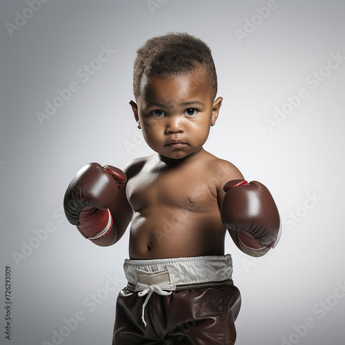 cute baby dressed as a boxing player, Generative AI photo