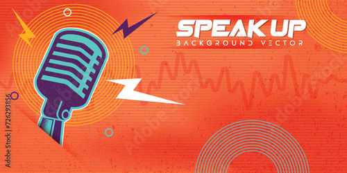 Retro red color podcast background illustration