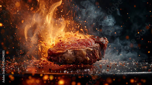 steak fire background photo