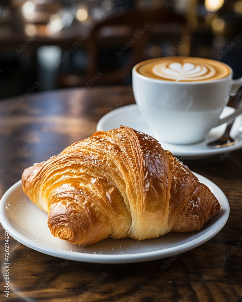 Croissants, coffee, Continental breakfast. AI Generated Croissants, coffee, Continental breakfast. AI Generated