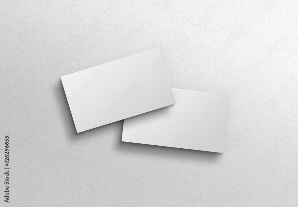 Two white US business card Mockup. American size calling card front and back on white 3D rendering Two white US business card Mockup. American size calling card front and back on white 3D rendering