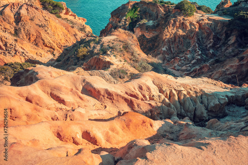 Fototapeta Naklejka Na Ścianę i Meble -  Rocky seascape in the Algarve region in the Atlantic Ocean, Portugal, Europe