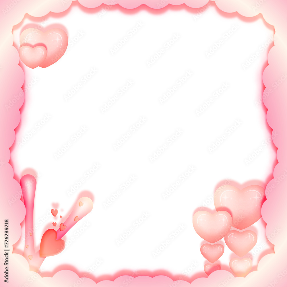 Colorful paper cut border frame with alphabet v and hearts background, png. Design for baby shower invitation card, Valentine's Day.