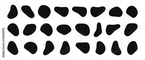 Blob shapes are organic. Freeform irregular figures. Random flowing liquid circles. Smooth silhouette stones. Pack of isolated vector elements on a white background. photo