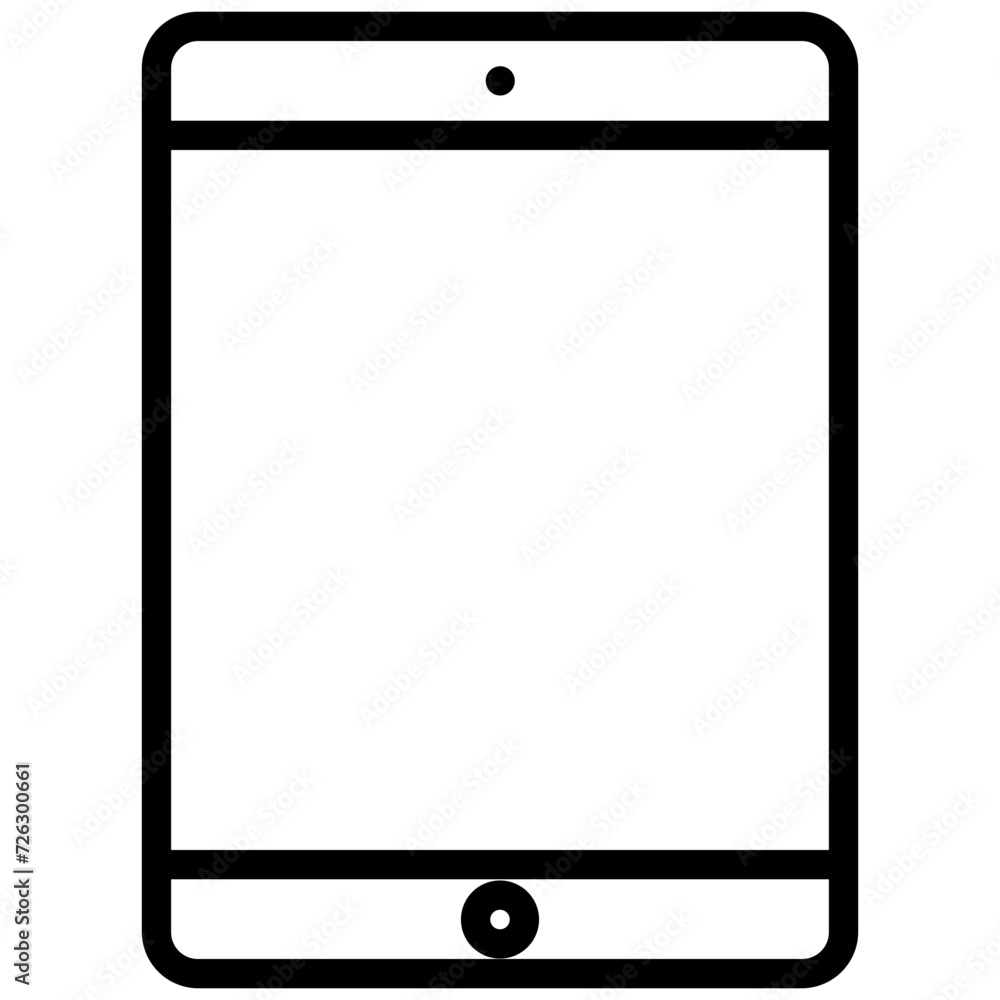 Screen tablet icon, lined icon vector, black and white outline icon symbol. Screen tablet icon, lined icon vector, black and white outline icon symbol.