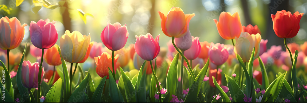 tulips in the garden in spring time. tulips in the garden in spring time.