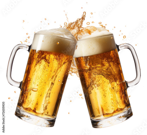 mug beer toasting isolated on white background