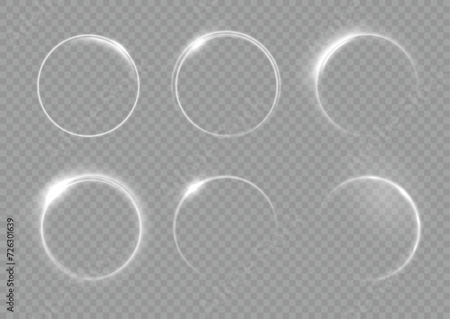 Light white circle. The energy flow tunnel. Curve light effect of white line. Abstract luxury white light vector flare semicircle and spark light effect. Luminous white circle portal. Ring line